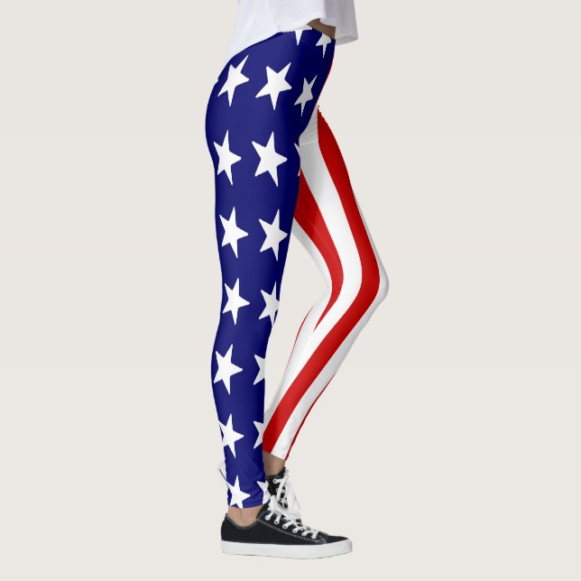 USA Flag Leggings - Squat Proof Patriotic Workout  (Right)