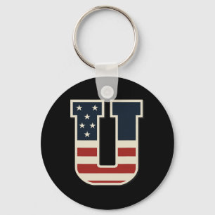 Usa Flag Letter U Stars Stripes Matching Trio Frie Key Ring