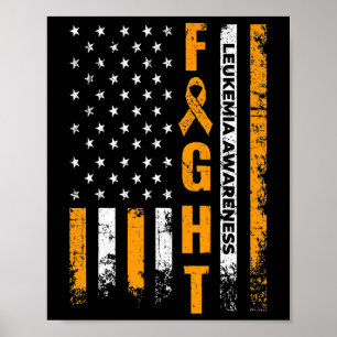Usa Flag Leukaemia Awareness Cancer Survivor Gift  Poster