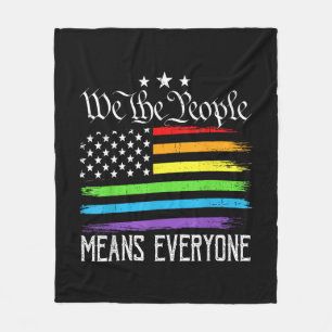 USA Flag LGBTQ Equality We the People Means Everyo Fleece Blanket