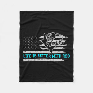 Usa Flag Life Is Better With Rod Fleece Blanket