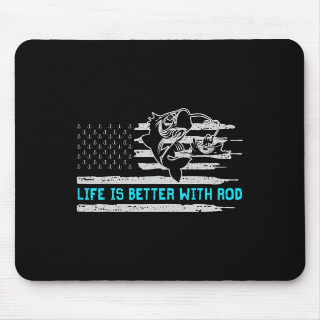 Usa Flag Life Is Better With Rod  Mouse Pad (Front)