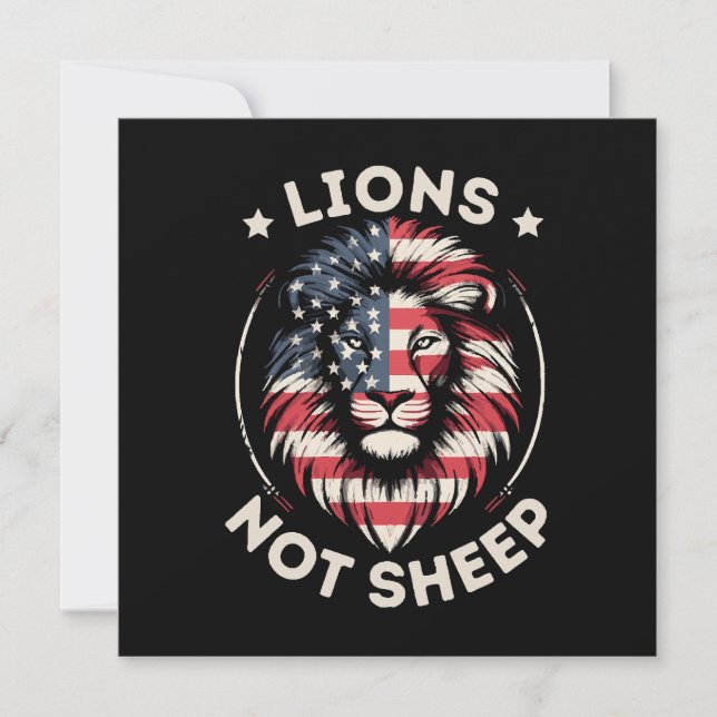 USA FLAG , LIONS NOT SHEEP INVITATION (Front)