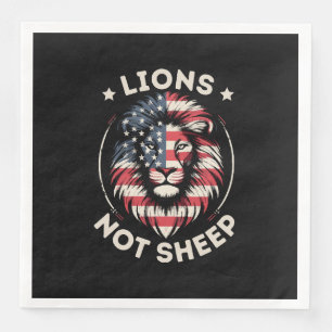 USA FLAG , LIONS NOT SHEEP NAPKIN