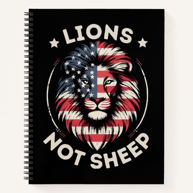 USA FLAG , LIONS NOT SHEEP NOTEBOOK (Front)