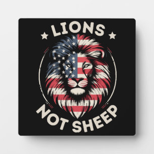 USA FLAG , LIONS NOT SHEEP PLAQUE