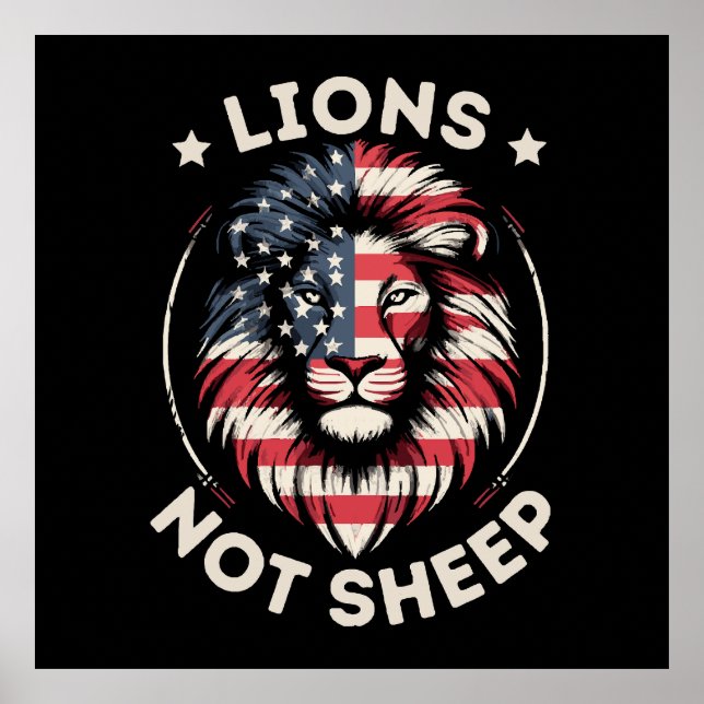 USA FLAG , LIONS NOT SHEEP POSTER (Front)