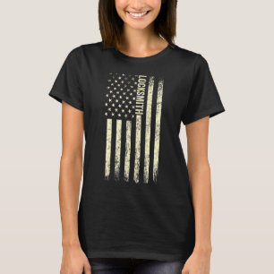 Usa Flag Locksmithing Proud American Locksmith T-Shirt