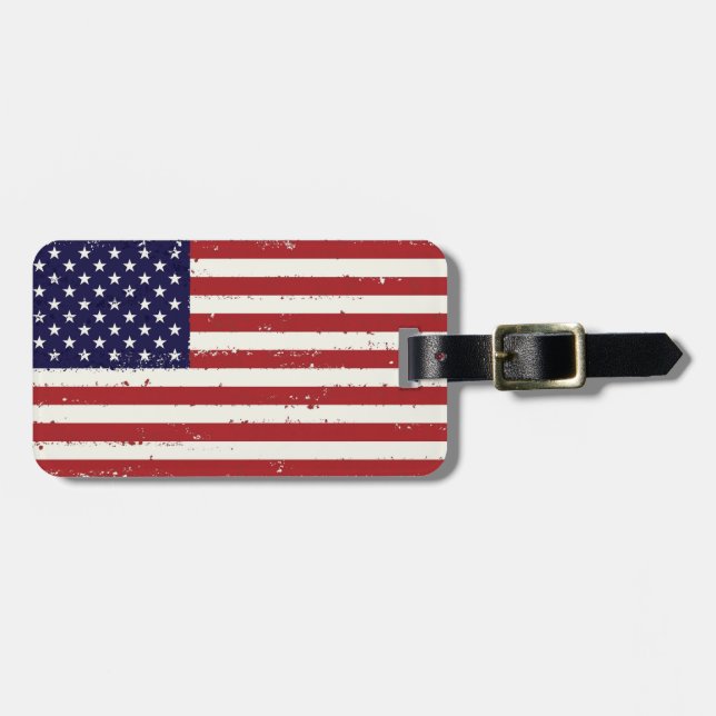USA Flag Luggage Tag! Tag (Front Horizontal)
