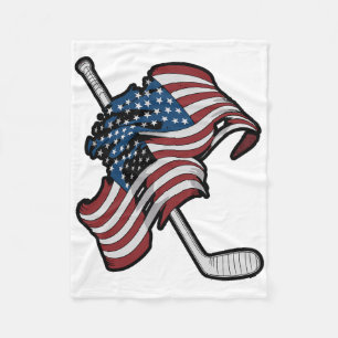 Usa Flag Made Of Hockey Sticks Fleece Blanket