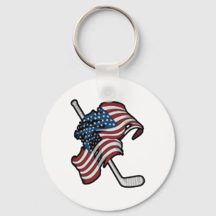 Usa Flag Made Of Hockey Sticks Key Ring
