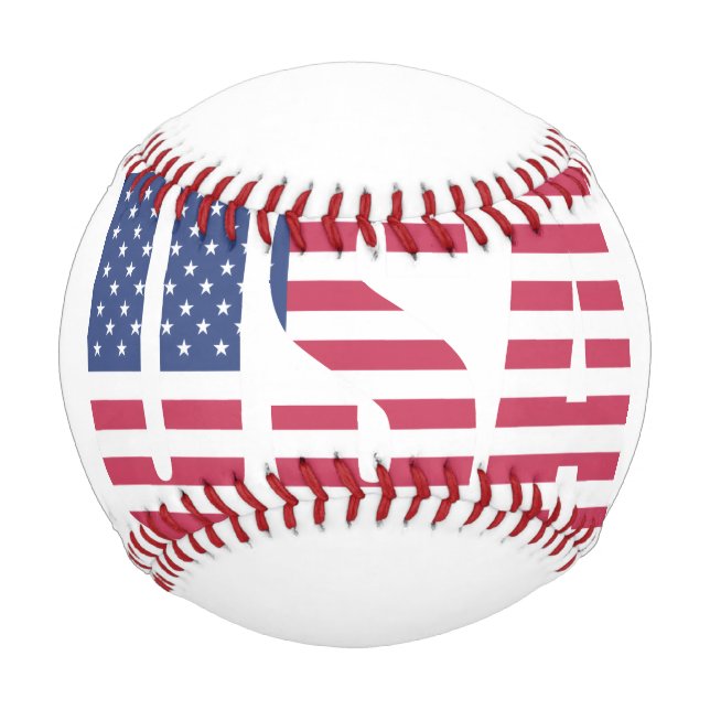 USA Flag "MADE" Typography Baseball - America's (Front)