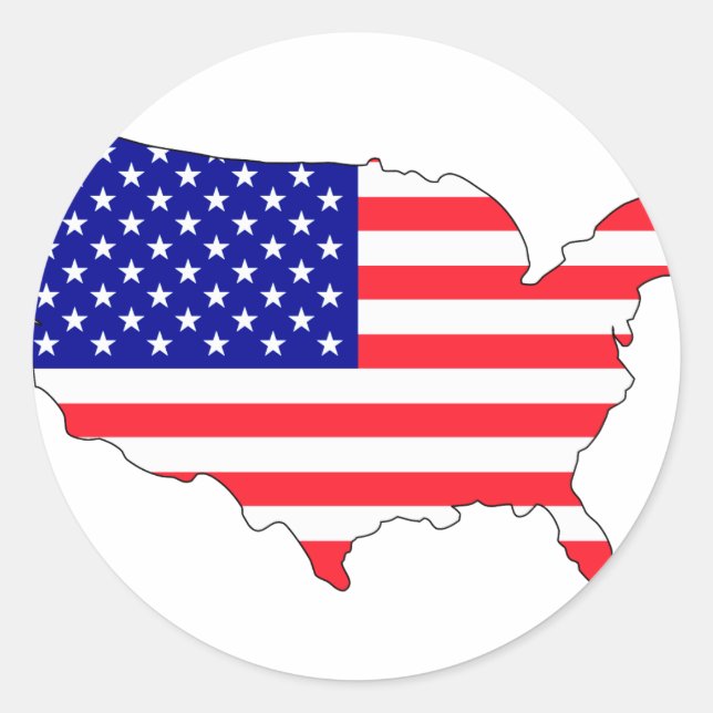 Usa flag map classic round sticker (Front)