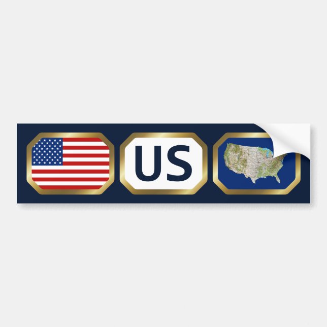 USA Flag Map Code Bumper Sticker (Front)