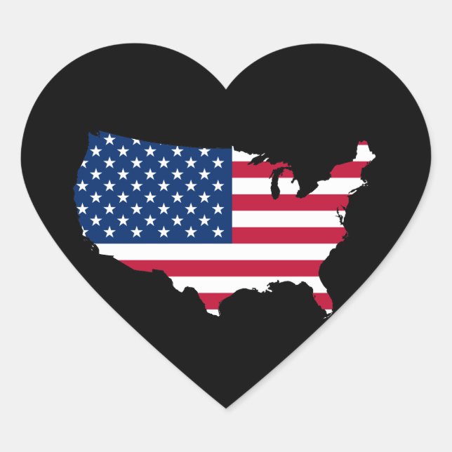 usa flag map heart sticker (Front)