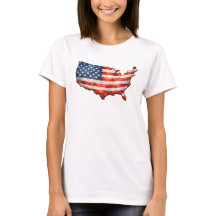 USA Flag Map - I Love My Country Patriotic