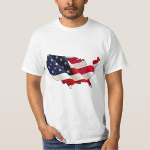 USA Flag, Map of America, 4th of July T-Shirt