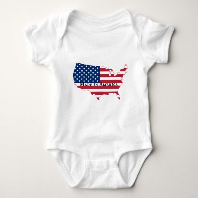 USA Flag Map Silhouette Baby Bodysuit (Front)
