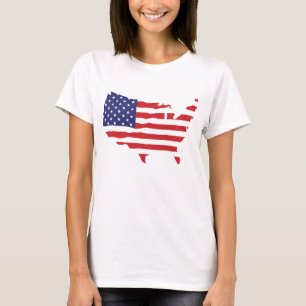 USA flag map T-Shirt
