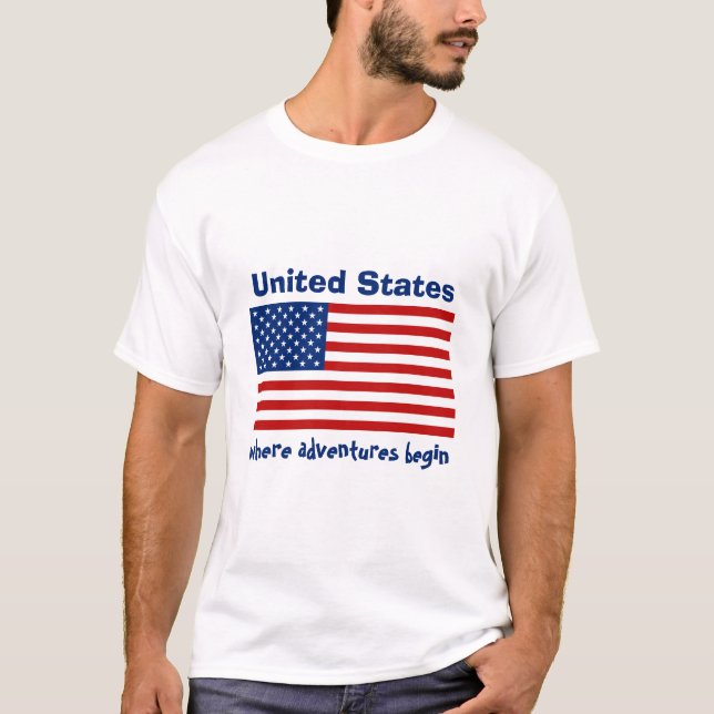 USA Flag + Map + Text T-Shirt (Front)