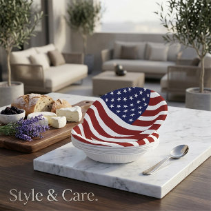 USA Flag Mark 7-Inch Paper Bowl – Patriotic Design Plate