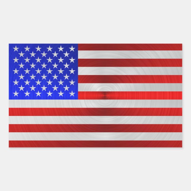 USA FLAG METAL 2 RECTANGULAR STICKER (Front)