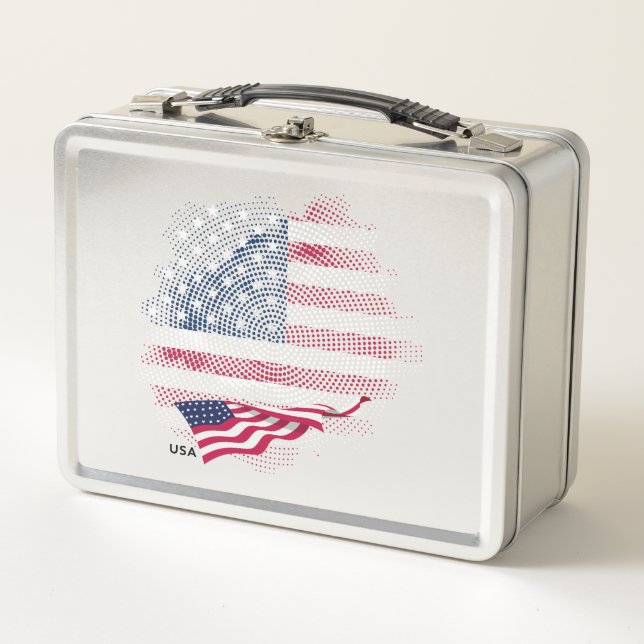 USA flag Metal Lunch Box (Front)