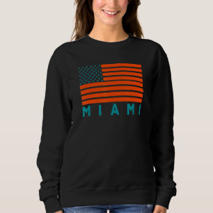 USA Flag Miami OrangeTeal-GreenBlue Miami FL Ameri Sweatshirt