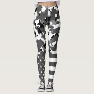 USA Flag Military Arctic Camo Leggings