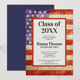 USA Flag Military Patriotic Graduation Invitation