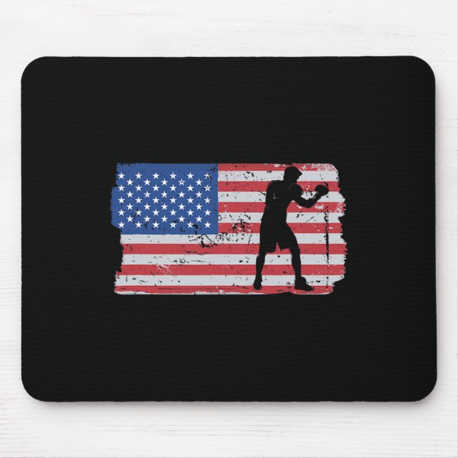 Usa Flag Mma Fighter Kickboxing Combat Boxing  Mouse Pad (Front)