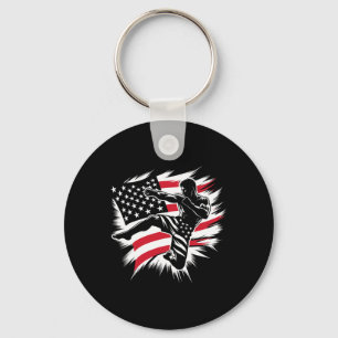 Usa Flag Mma Mixed Martial Arts American Kickboxin Key Ring