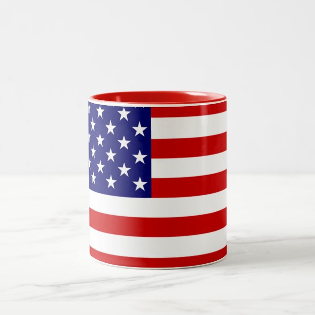 USA Flag mugcnt Two-Tone Coffee Mug (Center)