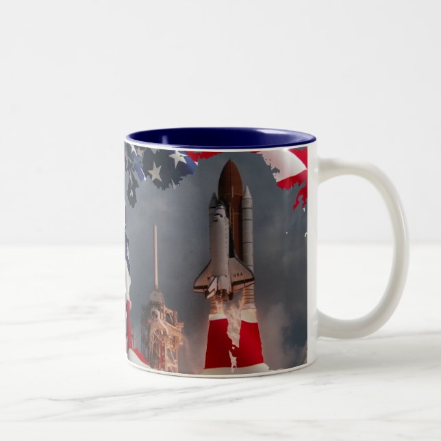 USA FLAG NASA SPACE SHUTTLE Two-Tone COFFEE MUG (Right)