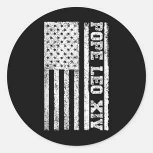 Usa Flag New Pope 2025 Christian Catholic Pope Leo Classic Round Sticker