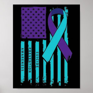 Usa Flag Nobody Fights Alone Suicide Prevention Aw Poster