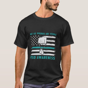 USA Flag Not All Wounds Are Visible PTSD Awareness T-Shirt