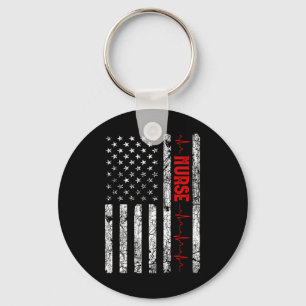 Usa Flag Nurse Vintage Patriotic Nurse American Fl Key Ring