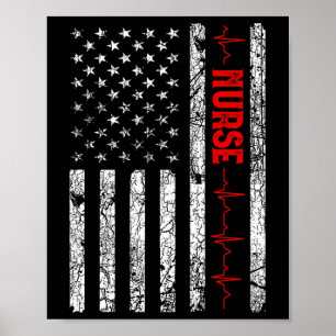 Usa Flag Nurse Vintage Patriotic Nurse American Fl Poster