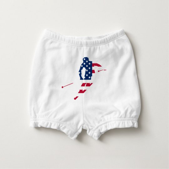 USA Flag of America Skiing American Nappy Cover