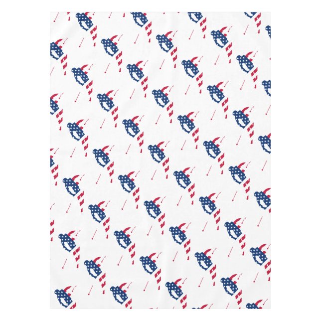 USA Flag of America Skiing American skier Tablecloth (Front)