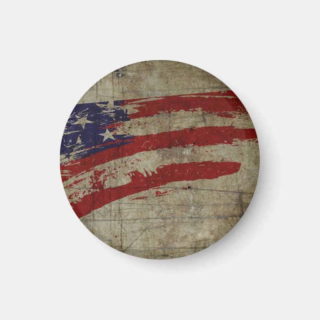 USA flag on metal texture Magnet (Front)