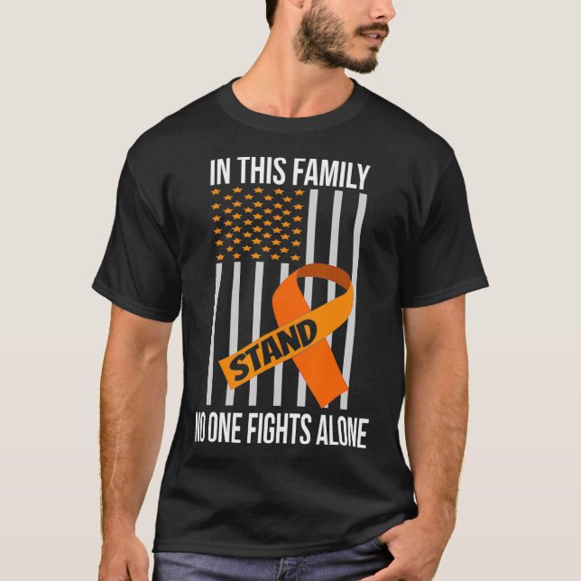 USA Flag Orange Ribbon Kidney Cancer Awareness  Fa T-Shirt (Front)
