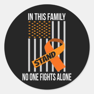 Usa Flag Orange Ribbon Products Leukaemia Awarenes Classic Round Sticker
