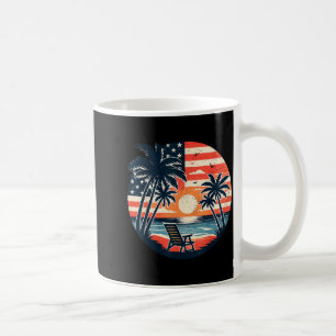 USA Flag Palm Trees 4th of July Tropical Summer Coffee Mug