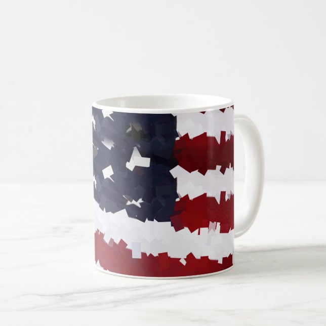 USA Flag Paper Mache-Look  Coffee Mug (Front Right)