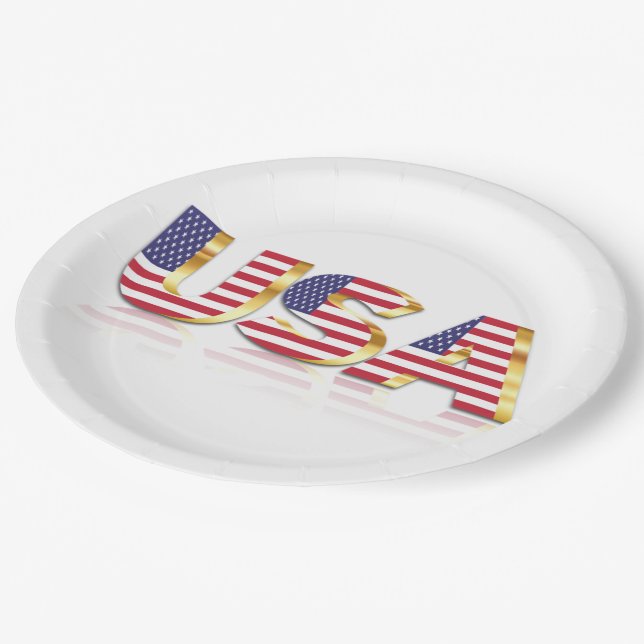 USA Flag Paper Plates Patriotic (Angled)