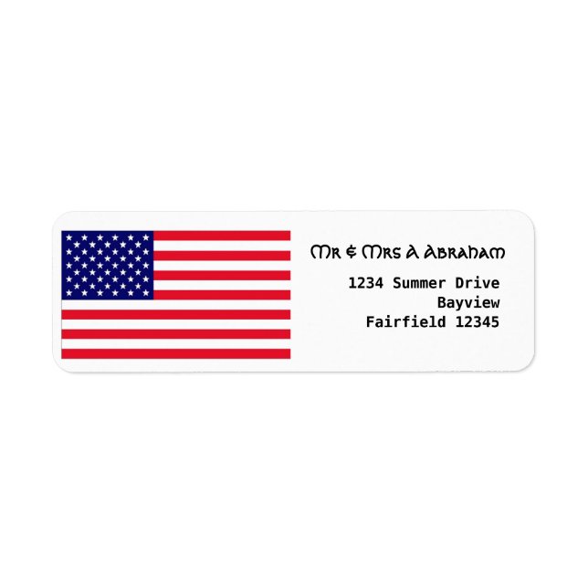 USA flag patriot Return Address Label (Front)