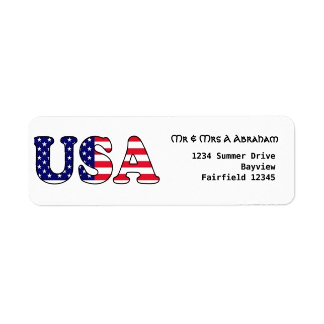 USA flag patriot Return Address Label (Front)