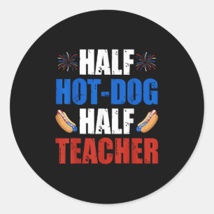 Usa Flag Patriotic 4th Of July - Half Hot Dog Half Classic Round Sticker